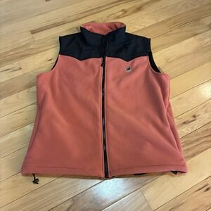 Buffalo Jackson Trading Co Mens XL Fleece Vest Salmon Pockets Sherpa Lines